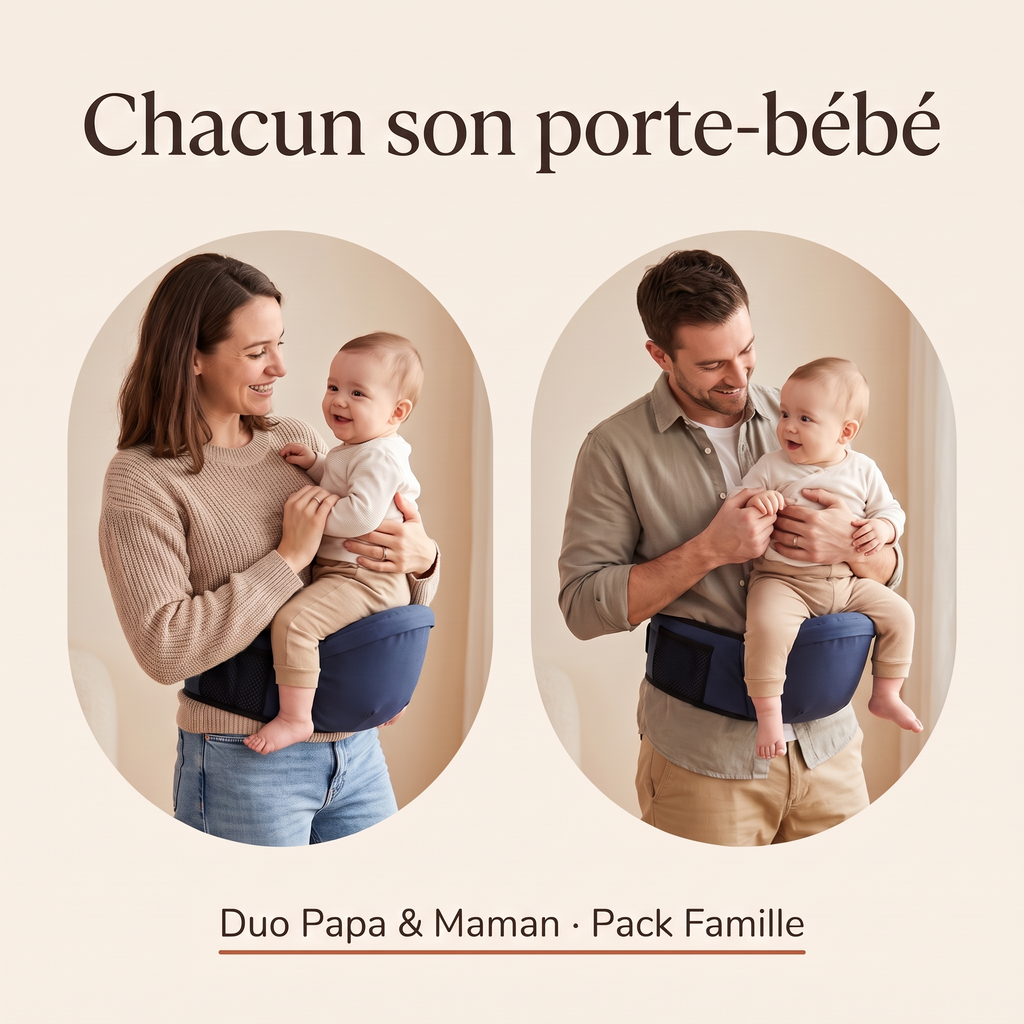 Chacun son porte-bébé : maman et papa portent bébé, Duo Papa & Maman et Pack Famille
